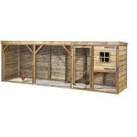 FATMOOSE Hühnerstall mit Auslauf CosyChicken Cottage aus Holz - 363x95x124 cm