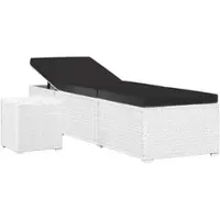 Furnicato Sonnenliege Mit Auflage Und Teetisch Poly Rattan Weiß