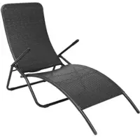 Furnicato Sonnenliege Klappbar Poly Rattan Schwarz