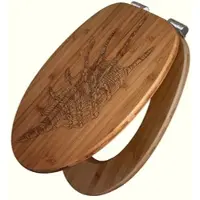 Banjado WC Sitz Bambus Holz Mit Gravur Toilettendeckel Mit Absenkautomatik Klodeckel WC-Sitz Soft Close Mit Motiv Muschel 4