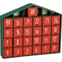 House of Seasons Adventskalender - L5 x B33 x H28 cm - Recyclingpapier - Rot, Grün