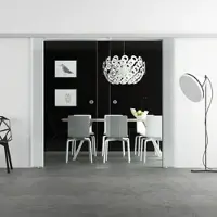 Levidor Doppelglasschiebetür Komplettset 2x 102,5 x 217,5 cm Klarglas Aluminium mit Griffmuscheln und SoftClose
