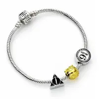 Harry Potter - Bracelet à breloques Charms argenté avec les reliques de la mort, Vif d'or et Voie 9