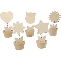 Creativ Company Holz Memo-Clip Blumen Set - Dekorative Clips 10 Stück 10x5 cm