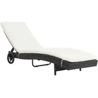 Furnicato Sonnenliege Mit Rollen Und Auflage Poly Rattan Schwarz