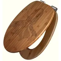 Banjado WC Sitz Bambus Holz Mit Gravur Toilettendeckel Mit Absenkautomatik Klodeckel WC-Sitz Soft Close Mit Motiv Oktopus 2