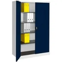 Mauser Aktenschrank entero BF6-12, aus Metall, abschließbar, 120 x 195 x 60 cm (B/H/T) blau / lichtgrau