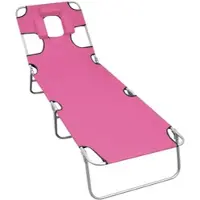 Furnicato Klappbare Sonnenliege Mit Kopfkissen Stahl Magento Rosa