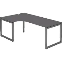 Froschkönig24 Winkeltisch R-Serie | Rahmen-Gestell | höheneinstellbar | extrem stabil, Farbe Tischplatte:Graphit, Farbe Gestell:Graphit