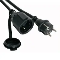 Perel Verlängerungskabel, H05RR-F 3G2,5, 10 m, 16 A/230 V, 3680 W, Typ E/F, Schuko, IP44, Gummi, schwarz