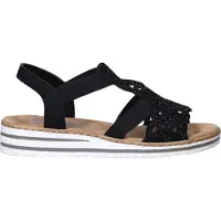 Rieker Sandale Keilsandalette, Sommerschuh, Urlaubsschuh mit Glitzersteine