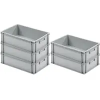 Proregal 5x Eurobehälter mit geschlossenem Griff | HxBxT 17,5x40x60cm | 30 Liter | Grau | Eurobox, Transportbox, Transportbehälter