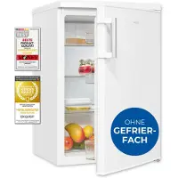 Exquisit Vollraumkühlschrank KS516-V-H-010E weiss | 133 l Nutzinhalt | Glasablagen verstellbar | LED-Licht | Gemüseschublade