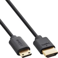 InLine Slim Ultra High Speed HDMI Kabel, 8K4K, A St. / C St. (Mini), 0,3m, 0,3 m, HDMI Typ A (Standard), HDMI Type C (Mini), 3D, 48 Gbit/s, Schwarz