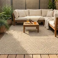 FRAAI In- & Outdoor Jute Teppich - Fora Tile Natural 80x150 cm