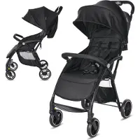 Lorelli Kinderwagen Fresh, Sport Buggy klein zusammenklappbar, nur 5,9kg, kompakter Sportsitz bis 22kg, Baby Reisebuggy, schwarz