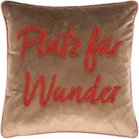 PAD Dekokissen "LETTERS", taupe, schriftzug, B:45cm L:45cm, Obermaterial: 100% Polyester, Dekokissen_Sitzkissen_Kissenhüllen, Dekokissen, farbige Keder, mit Schriftzug, verschiedene Größen