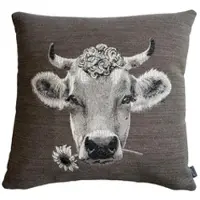 PAD Dekokissen "MOO", grau, B:45cm L:45cm, Baumwolle, Dekokissen_Sitzkissen_Kissenhüllen, Dekokissen, Made in Europe, Kissenhülle ohne Füllung, 1 Stück, Tiermotiv, 45x45 cm