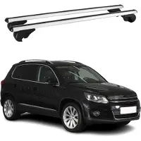 Omtec Dachträger Grundtäger für VW Tiguan mk1 2007-2016 75kg Aluminium Silber 2 tlg