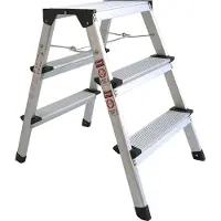 Lemodo Klappbare Leiter 3 Stufen, Trittleiter aus Aluminium, Treppenleiter bis 150kg belastbar