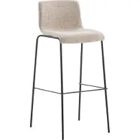DELUKE Barhocker TENAR - Stoff Creme 43x48x100 cm Schwarz | Barstuhl Mit Lehne Tresenhocker Tresenstuhl Kneipenhocker Kneipenstuhl