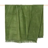 PAD Wohndecke "SYDNEY", dunkelgrün, B:150cm L:200cm, Mischgewebe, Wohndecken, Wohndecke, Made in Europe, Uni Farben, mit Fransen, 150x200 cm