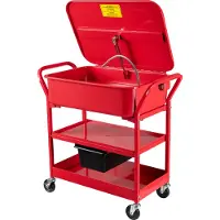 Wiltec Teilewaschgerät 75,7 l aus Stahl, Teilereiniger mit Pumpe, Teilewaschbecken mit Ablage, Teilewäscher rollbar für Werkstatt, Garage