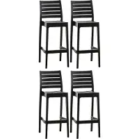 DELUKE 4er Set Barhocker TURAM - Kunststoff Schwarz 45x51x105 cm | Barstuhl Mit Lehne Tresenhocker Tresenstuhl Kneipenhocker Kneipenstuhl