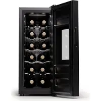 Klarstein Freistehender Weinkühlschrank 1 Zone, Getränkekühlschrank Klein, Kleiner Weinschrank, Wein-Kühlschrank Klein mit Glastür, Indoor/Outdoor Flaschenkühlschrank, Wine Fridge, 12 Flaschen