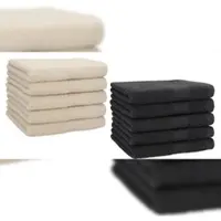 Betz 10 Stück Gästehandtücher PREMIUM 100% Baumwolle Gästetuch Set 30x50 cm sand und graphit