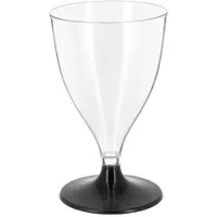 Monouso - Mehrweg Durable Weinglas aus PS Fuß Anthrazit 200ml 2-Teilig (6 Stück)
