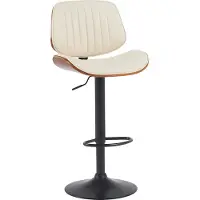 CLP Barhocker Clawson Kunstlederbezug Bugholz höhenverstellbar und drehbar walnuss/creme Gestell Farbe schwarz