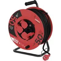 Emos IP44 Profi-Kabeltrommel, 50m Kabel mit 4 Schuko Steckdosen, 1,5 mm2 Gummi, für Außenbereich, P08250