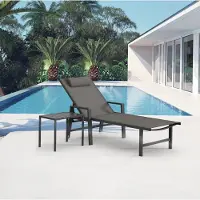 Melko Sonnenliege & Gartentisch Set – Aluminium Liege mit Rollen & Tisch, wetterfest