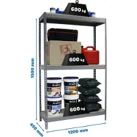 Simon Rack Regale für mittlere Belastung ohne Parafuses SIMONFORTE 1204-3 Spanplatte 1500 GRAU/HOLZ