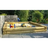 Meingartenversand.de Baumstamm Sandkasten – 200 × 200 × 22 cm, Kiefer-Rundholz Ø 12 cm, kesseldruckimprägniert, inkl. Montagematerial, für Garten & Spielplatz
