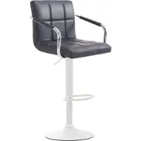 DELUKE Barhocker MINOR - Kunstleder Schwarz 54x46x91 cm Weiß | Barstuhl Höhenverstellbar Mit Lehne Drehbar Tresenhocker Tresenstuhl Kneipenhocker