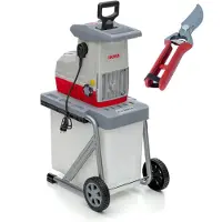 Ikra Elektro Walzenhäcksler Gartenhäcksler| 3000 W | Äste bis 44 mm | automatischer Asteinzug & Rücklauf | inkl. 60 L Fangbox, Stopfer & Gartenschere