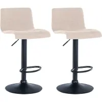 DELUKE 2er Set Barhocker GEBEL - Stoff Creme 39x36x84 cm | Barstuhl Höhenverstellbar Mit Lehne Drehbar Tresenhocker Tresenstuhl Kneipenhocker Kneipenstuhl
