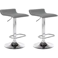 DELUKE 2er Set Barhocker DERID - Kunstleder Grau 38x41x65 cm Silber | Barstuhl Höhenverstellbar Mit Lehne Drehbar Tresenhocker Tresenstuhl Kneipenhocker