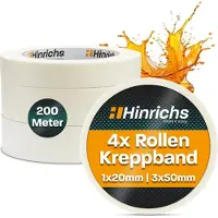 ILP Hinrichs 4 x Kreppband - 3 Rollen 50 m x 30 mm + 1 Rolle 50 m x 20 mm