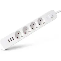 Entac Steckdosenleiste 4fach 3x USB-A, 1,5m weiss