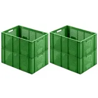 Proregal SuperSparSet 4 x Eurobehälter Obst- und Gemüsekasten HxBxT 27,4 x 40 x 60 cm 54 Liter Grün Obst-Gemüsekiste Obstkorb Transportbox
