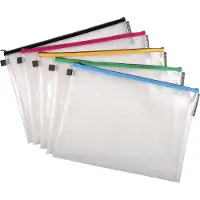 Exacompta Reißverschlusstaschen 34160E DIN A3 Reißverschluss EVA (Ethylen-Vinylacetat), PP (Polypropylen), Quer 44 (B) x 0,4 (T) x 44 (H) cm Farbig sortiert 10 Stück