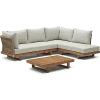 Natur24 Set Raco 5-Sitzer-Sofa und Couchtisch aus Akazienholz Loungeset Garnitur