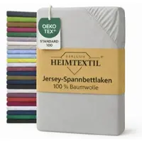 EXKLUSIV HEIMTEXTIL Jersey Spannbettlaken 60 x 120 cm Silber 100% Baumwolle Öko - Tex Zertifiziert Bed-Sheet Bettlaken Spannbetttuch