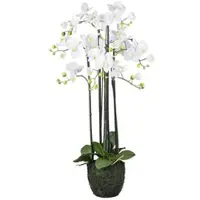 Creativ Green künstliche Pflanze Orchidee im Erdballen, 93 cm, "Real Touch"