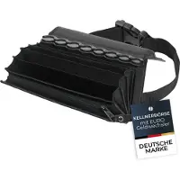 HMF Kellnerbörse aus Leder mit Gürtel & Münzsortierer | 20,5 x 10 x 6,5 cm | Schwarz
