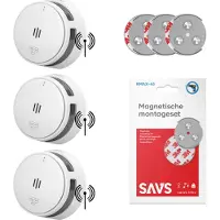 SAVS S10-W Drahtlos vernetzbarer Rauchmelder - 3 Rauchmelder mit Magnetbefestigung - LinkSmart - 10 Jahre Batterie - Optionales WLAN - Infrarotsensor