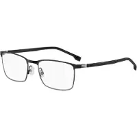 HUGO BOSS Boss 1637 Herren-Brille inkl. Gläser Vollrand Quadratisch Metall-Gestell 56/19/150, schwarz